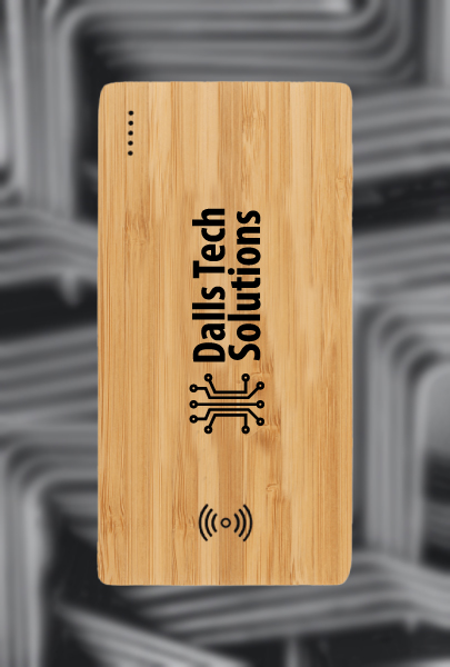 Custom Imprinted Bamboo Wireless Power Bank for Dallas, Texas.